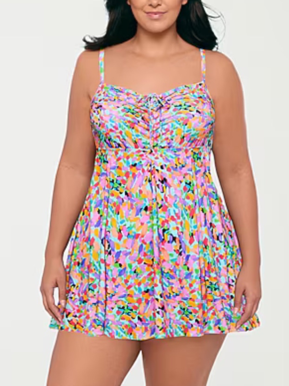 Sonnet Shores Womens Colorful Abstract Print Swim Dress One Piece Swimsuit 18W